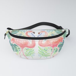 Lovely Fairy Tale For Two Flamingo Watercolor Illustration Fanny Pack