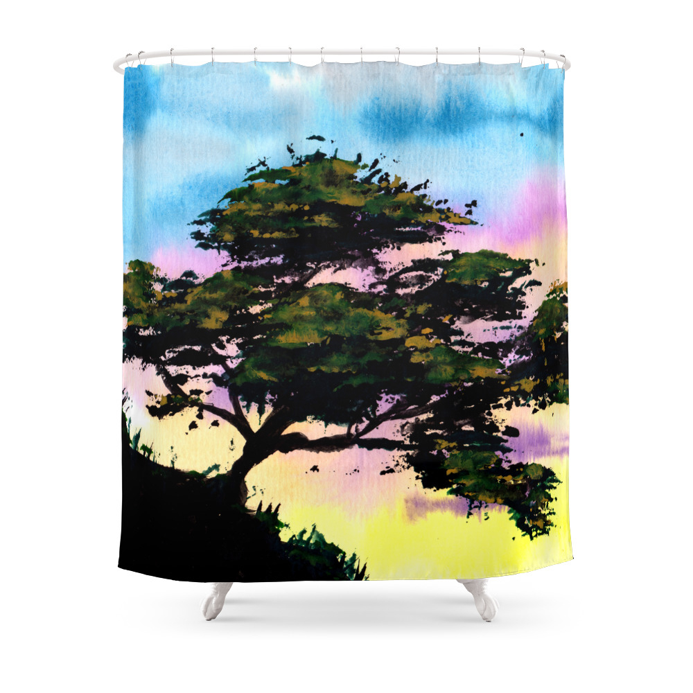 Summer Hill Tree Shower Curtain by zeichenbloq