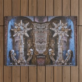 Sedlec Ossuary Monstrance Photo Art, Skull Bone Church Outdoor Rug