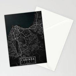 Cabinda City Map of Angola - Dark Stationery Card