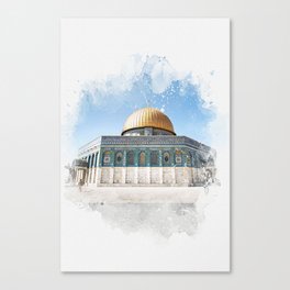 Al-Aqsa, Masjid Al-Aqsa Photography Watercolor  Canvas Print
