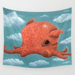 Octopus in the sky or State of mind painting in acrylic Wall Tapestry