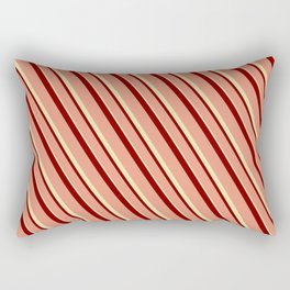 [ Thumbnail: Maroon, Dark Salmon & Pale Goldenrod Colored Stripes Pattern Rectangular Pillow ]