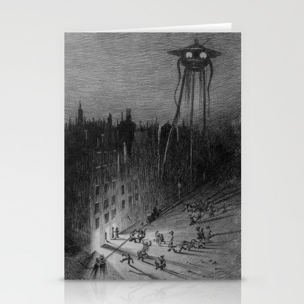 Scenes in Regent Street and Piccadilly - War of the Worlds vintage poster by  Henrique Alvim Corrêa  Stationery Cards