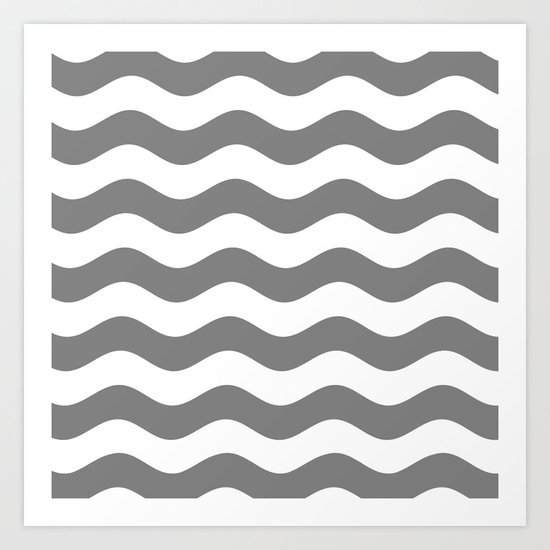 Wavy Stripes (Gray/White) Art Print