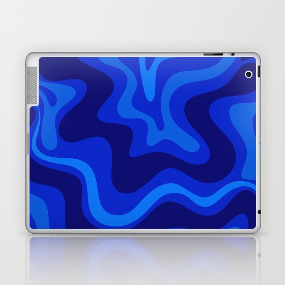 Liquid Swirl Retro Abstract Pattern 5 in Super Blue.  Laptop & iPad Skin
