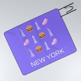 New York Retro Art Decor Vacations Modern Decor Boho Purple Lilac Picnic Blanket