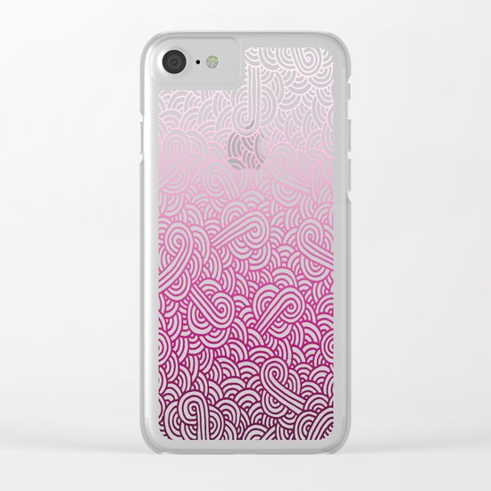 Gradient pink and white swirls doodles Clear iPhone Case