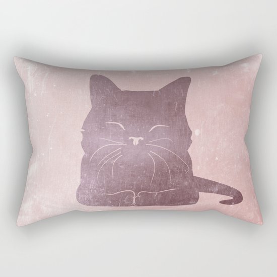 Happy purple cat illustration on pink for girls Rectangular Pillow