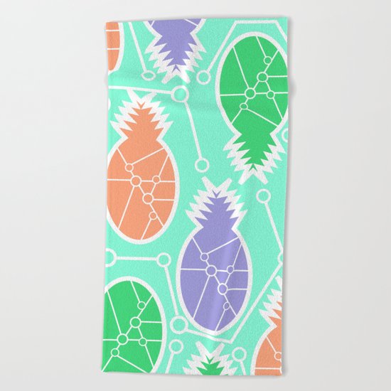Pineapple network Beach Towel