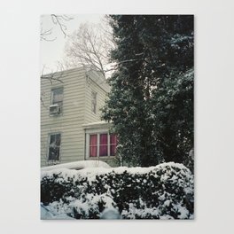 Pink Window In The Snow Canvas Print