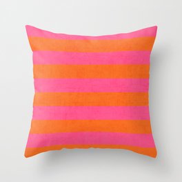 hot pink and orange stripes Throw Pillow