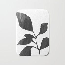 Black and White Watercolor Plant Silhouette 6 Bath Mat | Silhouette, Nature, Bohemian, Leaves, Hygge, Abstract, Boho, Modern, Ink, Minimalist 