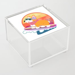 Summer Corgi Surfer Dog Acrylic Box