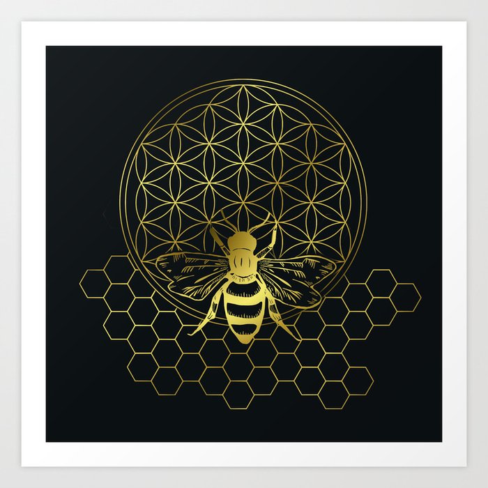 Honey Bee Flower of Life Art Print by Bluepress