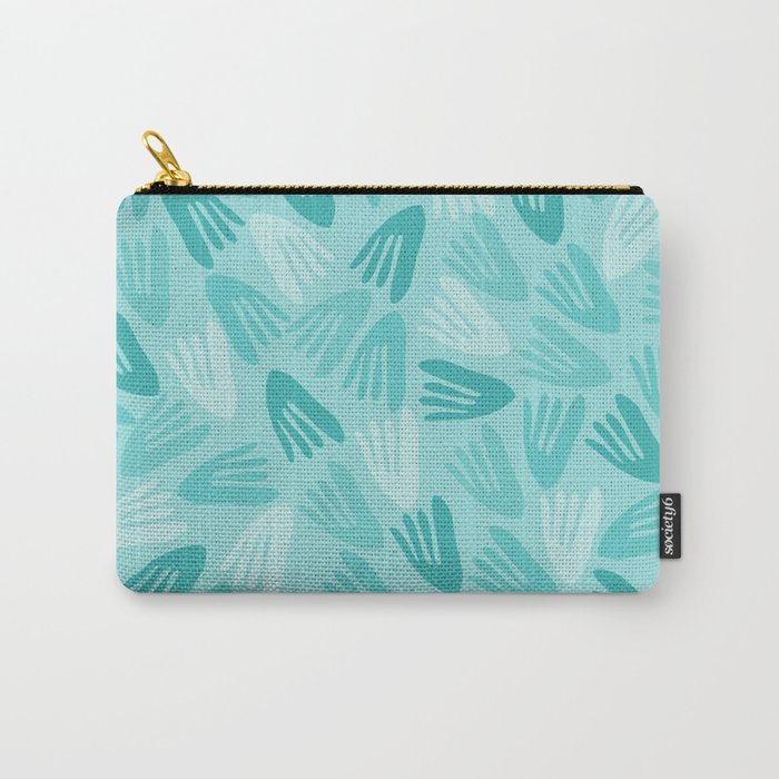 Papier Découpé Modern Abstract Cutout Pattern in Turquoise Teal Blue Carry-All Pouch