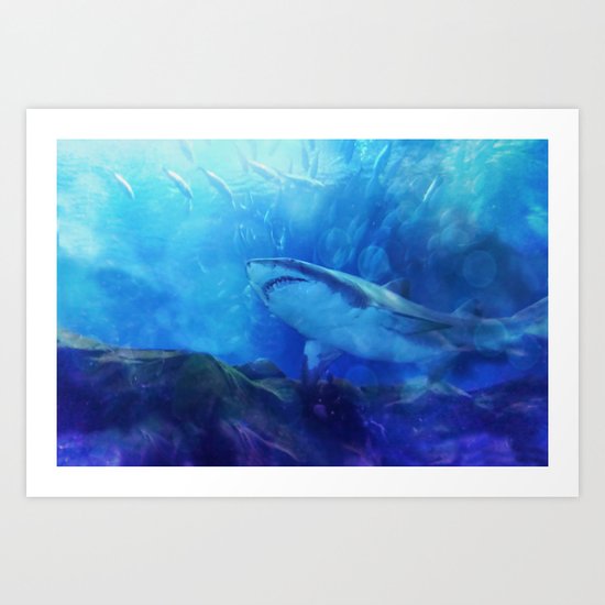 Make Way for the Great White Shark King Art Print