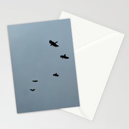 Ravens Flying Foggy Sky Stationery Card