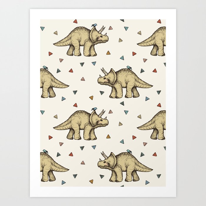 Triceratops & Triangles Art Print