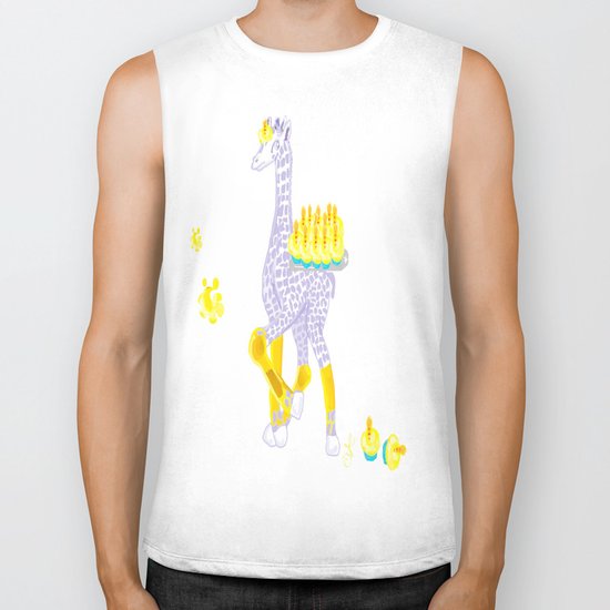 Birthdays are Coming - Midas is Ready - Christmas Lavender Giraffe Biker Tank