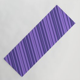 [ Thumbnail: Purple and Dark Slate Blue Colored Striped Pattern Yoga Mat ]
