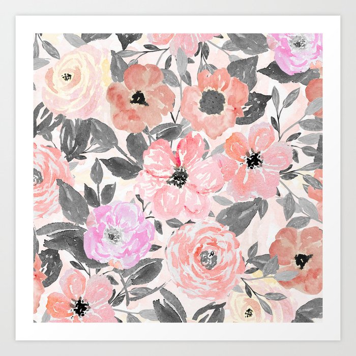Elegant Simple Watercolor Floral Art Print By Inovarts Society6