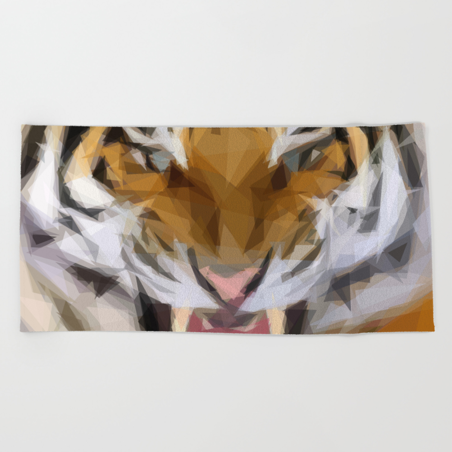 Geometric Angry Tiger Beach Towel By Animatronio Society6