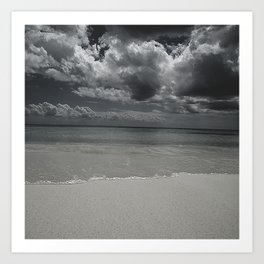 Evening Clouds Framing Ocean Waves & Tropical Beach Art Print