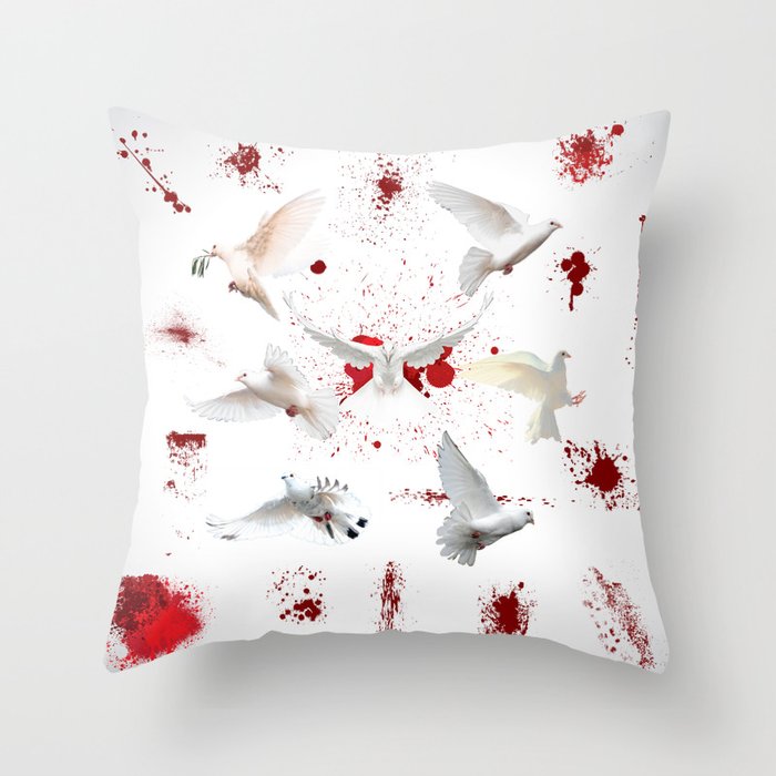 65 MCMLXV Cosplay Bloody White Doves of Peace Pattern Throw Pillow
