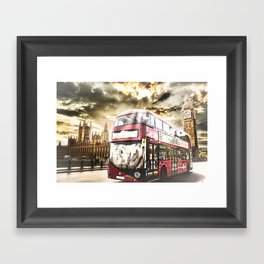 London bus and the houses of parliament  Framed Art Print
