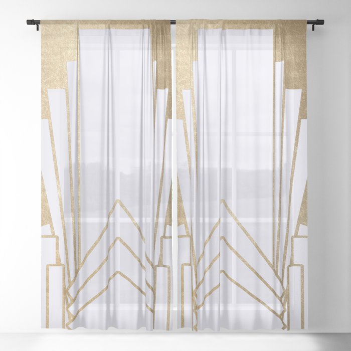 Art Deco design - blonde Sheer Curtain