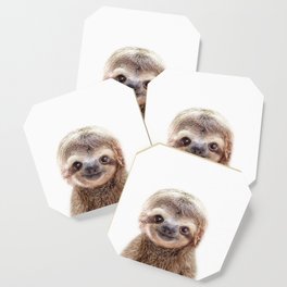 Baby Sloth, Baby Animals Art Print By Synplus Coaster