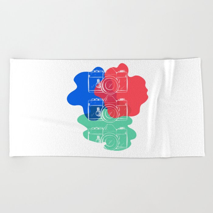 Camera In Colors Beach Towel