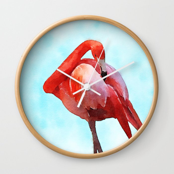 Caribbean Flamingo Wall Clock