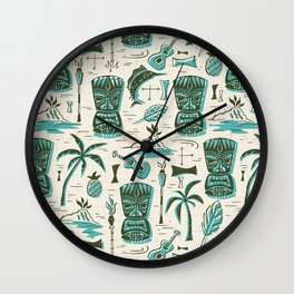 Tropical Tiki - Cream & Aqua Wall Clock