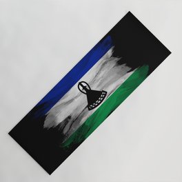 Lesotho flag brush stroke, national flag Yoga Mat