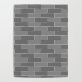 Brick wall in grayscale Poster