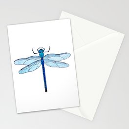 Blue dragonfly 1 | Watercolor ink-pen illustration  Stationery Cards