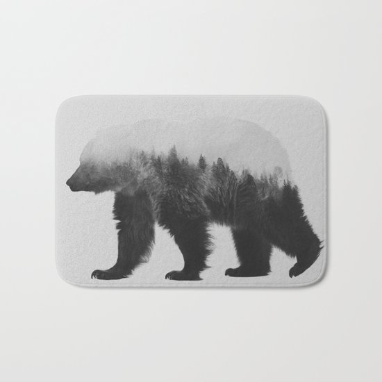 Brown Bear (black & white version) Bath Mat