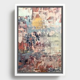 Mirage [1]: a vibrant abstract piece in pinks blues and gold by Alyssa Hamilton Art Framed Canvas