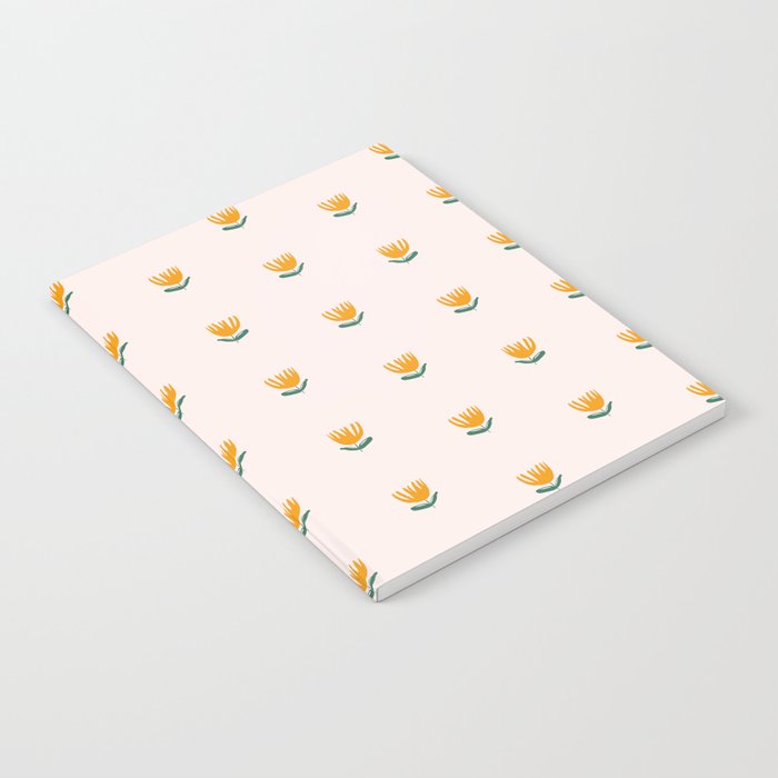 Abstract Yellow Tulip - Pink Background Notebook