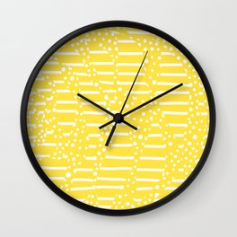 Spots and Stripes 2 - Lemon Yellow and White Wall Clock