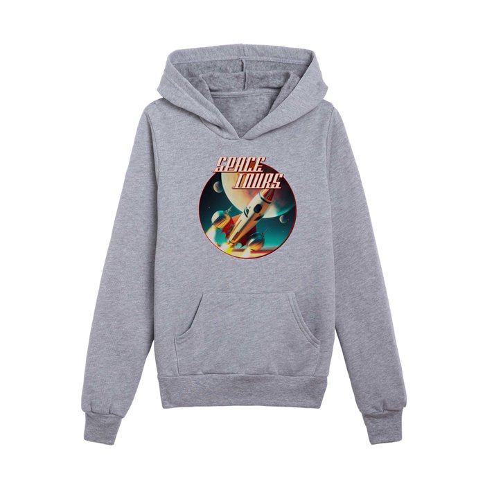 Space Tours — Vintage retro space poster Kids Pullover Hoodie