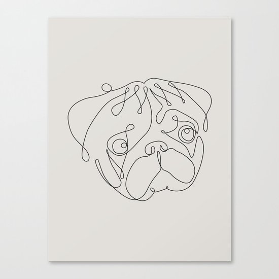 One Line Pug Canvas Print