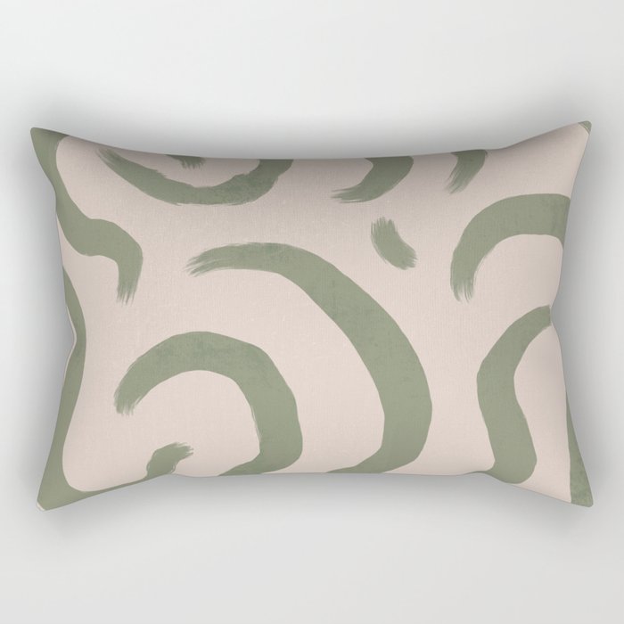 Abstract minimal green print, groovy, retro, chic, vintage  Rectangular Pillow