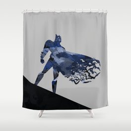 Bat Shower Curtains Society6 Bat Man Dark Blue Hero Knight Comic Digital Brush Shower Curtain