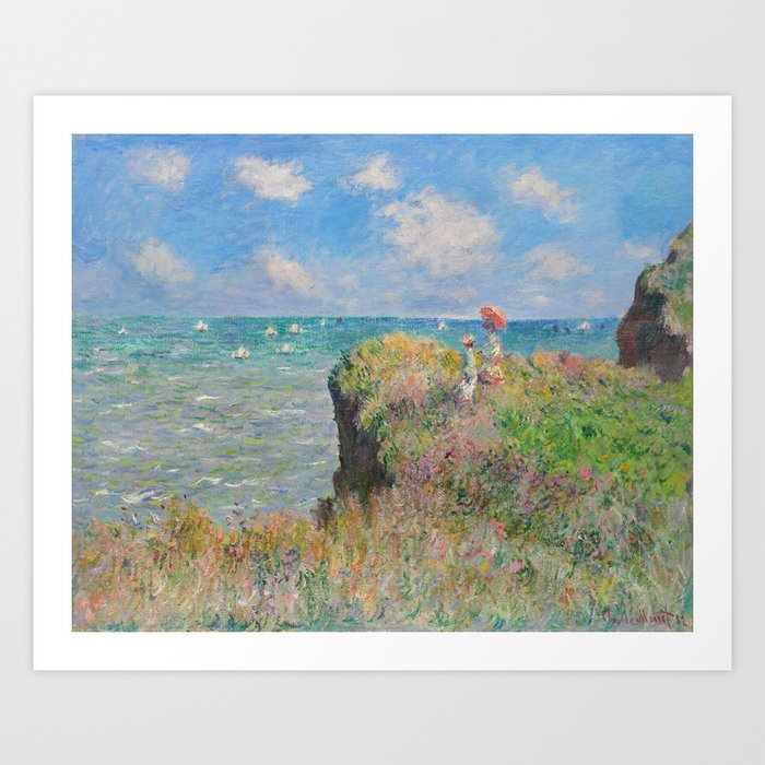 Claude Monet " Cliff Walk at Pourville" Art Print
