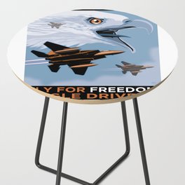 F15 Eagle Patriotic Image. White Propaganda meaning source is known and truthful message. Side Table