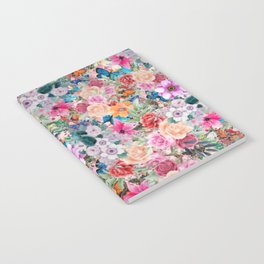 Cute Butterflies pattern with colorful flowers  Notebook