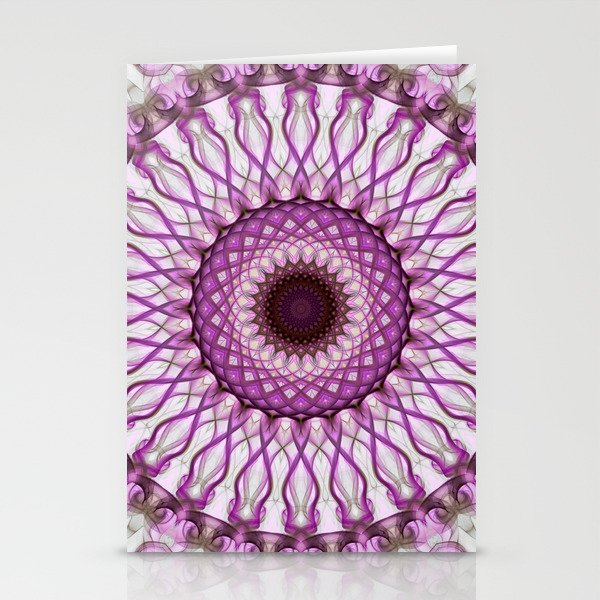 Pink, white and violet mandala Stationery Cards